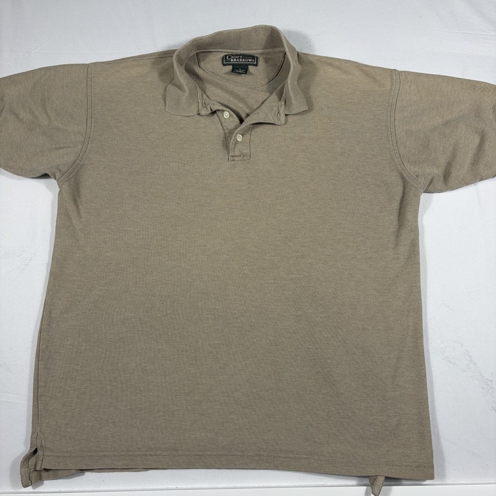 Croft & Barrow Polo Shirt Men Large Beige Textured Short Sleeve Golf Performance